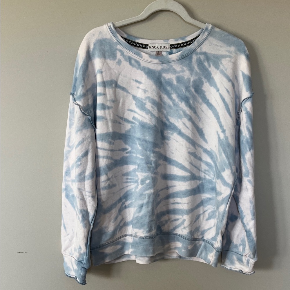Knox Rose Sky Blue Tie-Dye Pullover